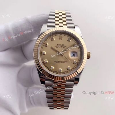  Rolex Datejust II Gold Dial Fluted Bezel 41mm Watch Copy 3255